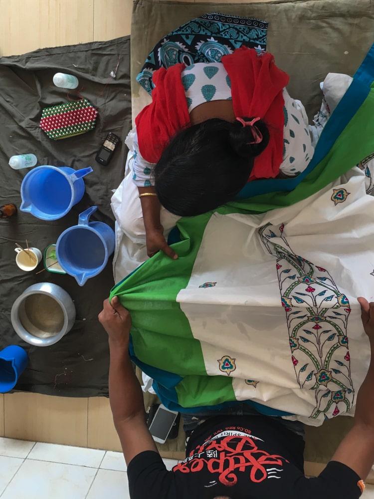 Uttara embroidery overhead shot– Handmade Textiles of Bangladesh