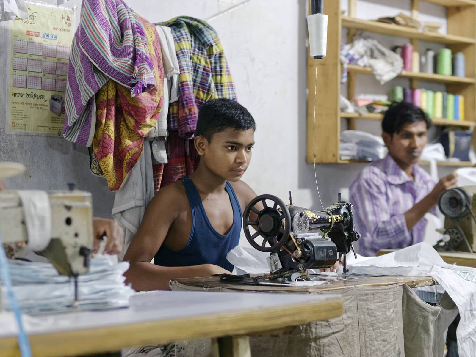 Child Sewing at Bangladesh Factory 