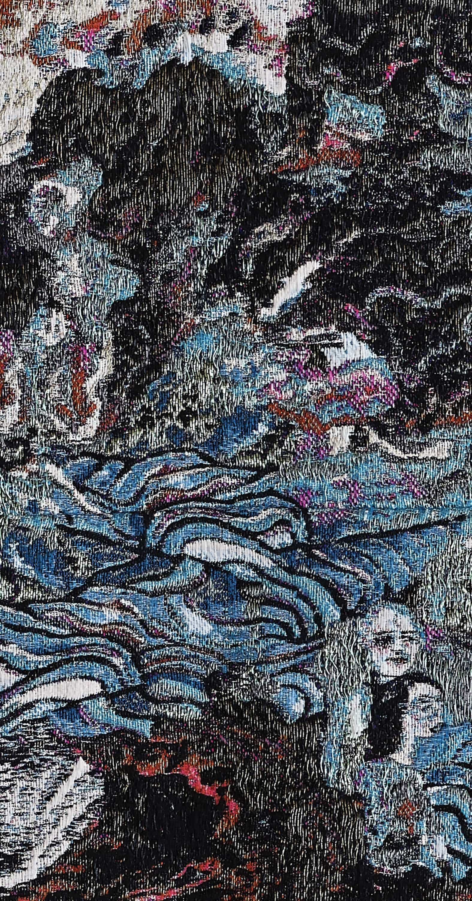 Krjst Studio, Onfire, detail, Onfire, 2018 Mohair, polymer, polyester, cotton, linen, cash wool. Jacquard weaving 180 x 180 cm