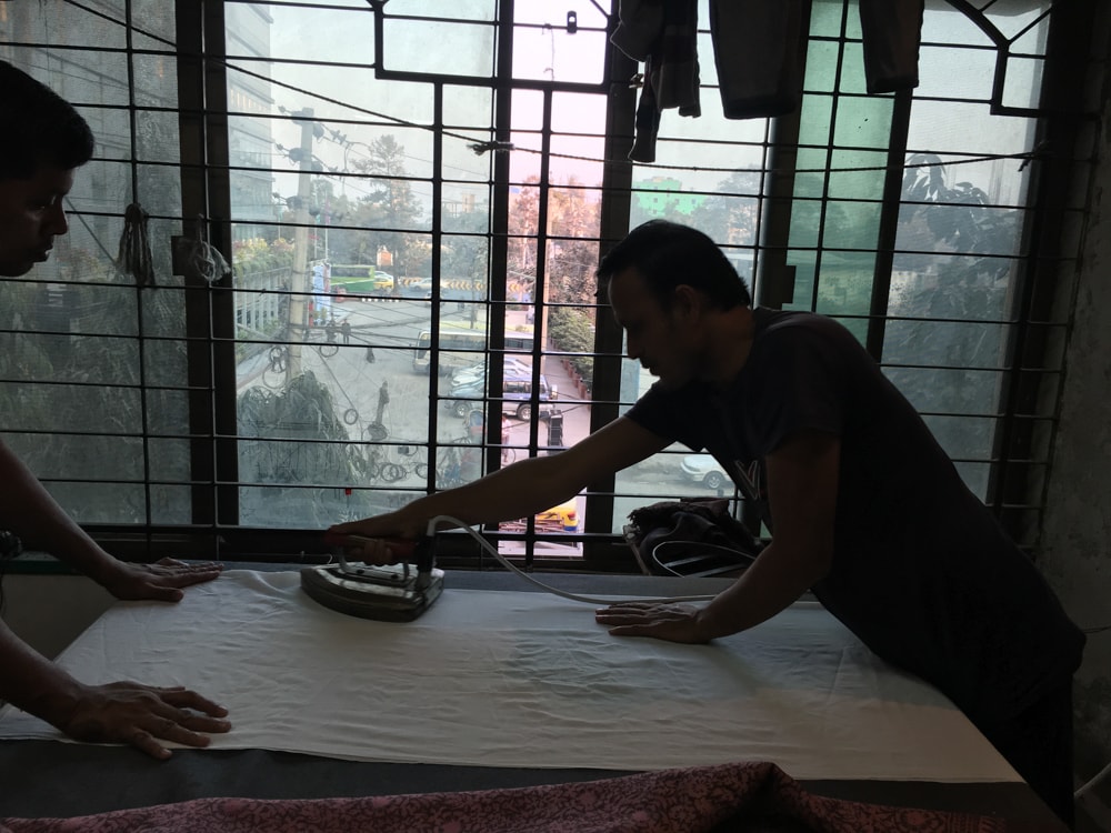 Ironing at Aranya – Handmade Textiles of Bangladesh