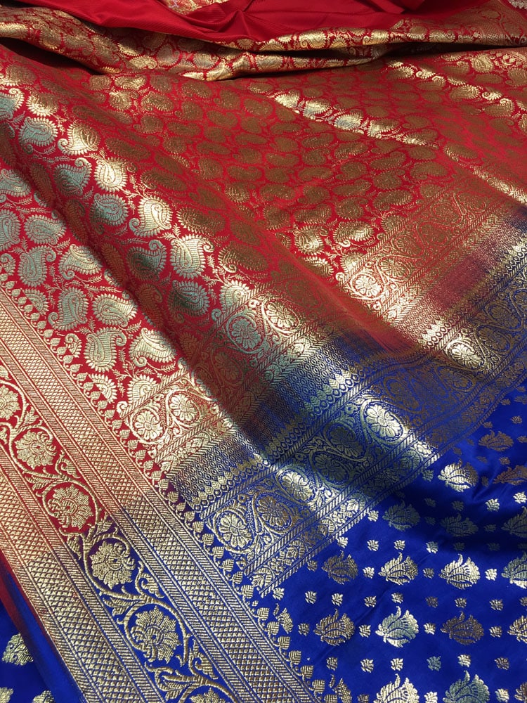 Multicolored Benaroshi saree fabric – Handmade Textiles of Bangladesh