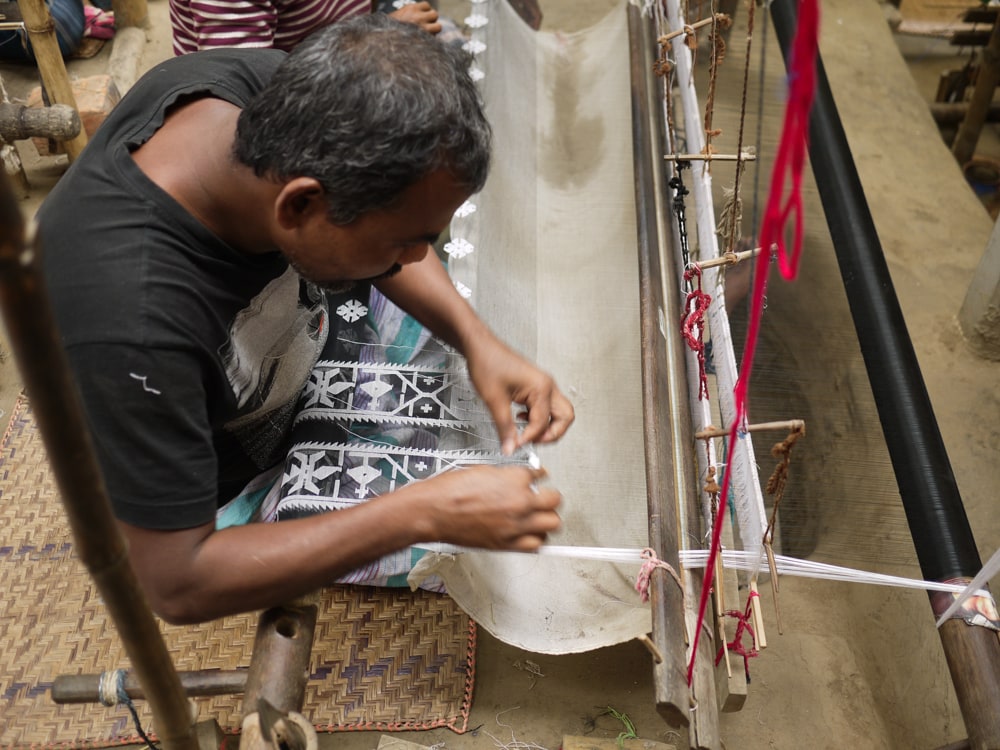 Detail of Jamdani weaving loom – Handmade Textiles of Bangladesh