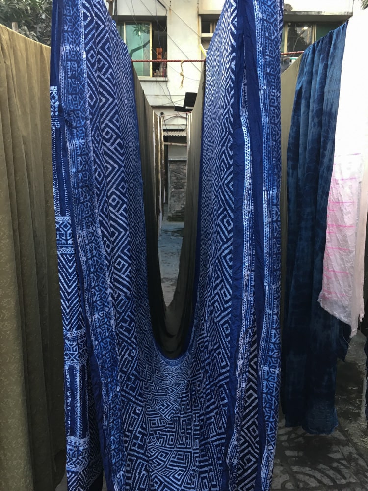 Indigo-dyed cloth drying – Handmade Textiles of Bangladesh