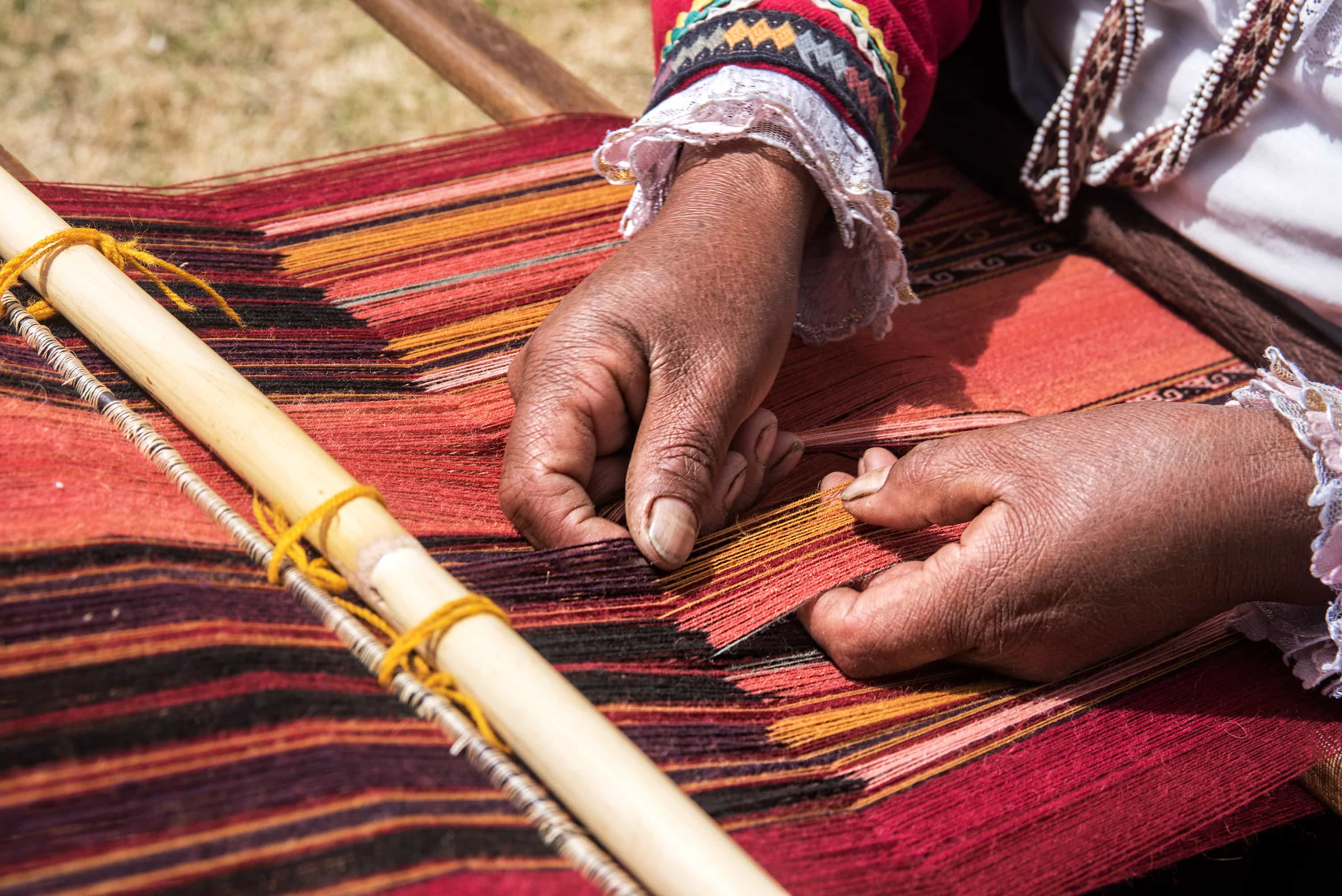 Handwoven handmade vintage ethnic Andean Peruvian tribal boho woven trim  upholstery loom Cuzco  TP11